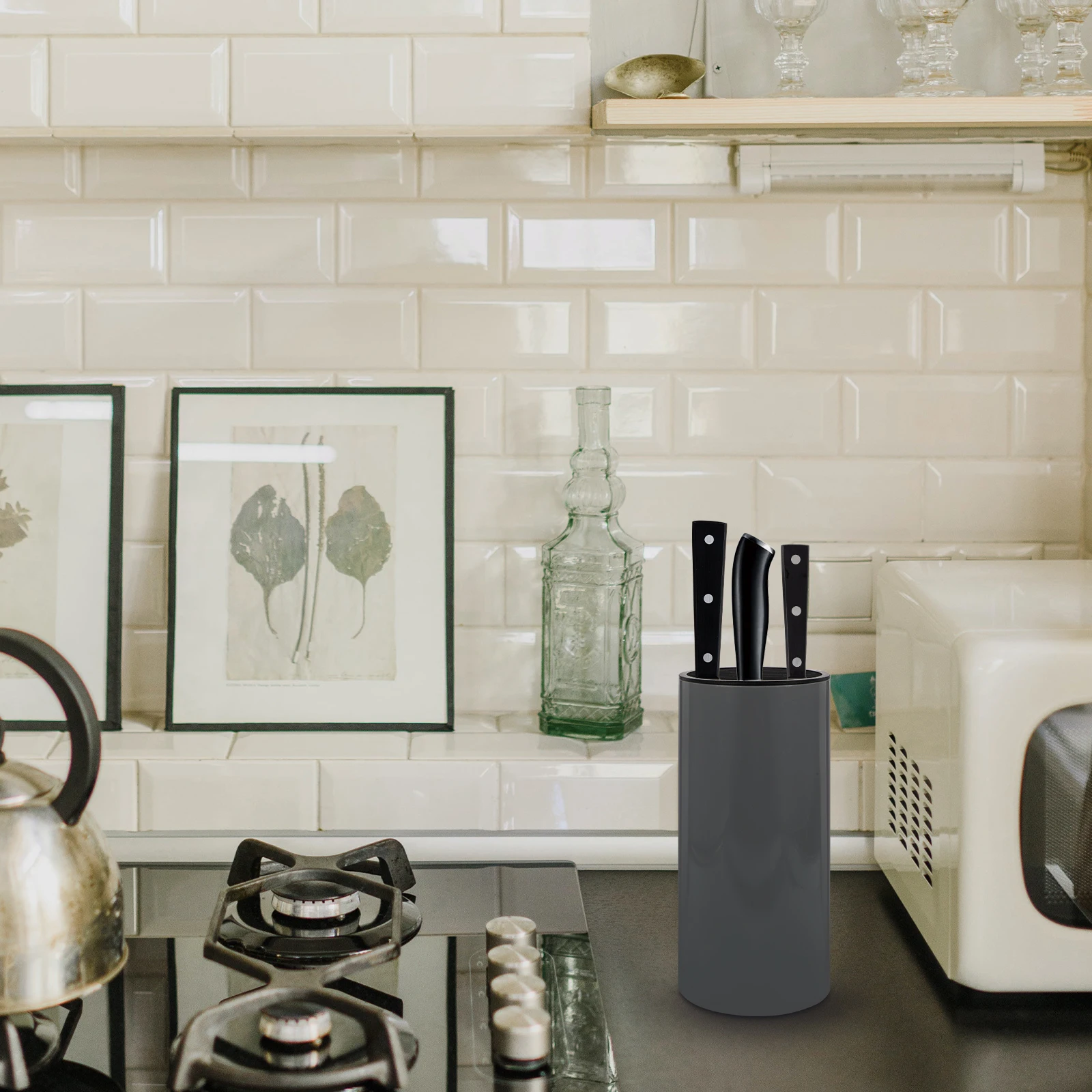 

Multifunctional Knife Block Storage Rack Kitchen Knives Tool Holder Easy Clean Maintain Space Saving ABS Plastic