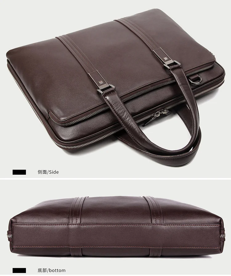 Leather Luxury Genuine Briefcase Men Business Bag 15.6" Laptop 14 Male Office Document File Case Shoulder