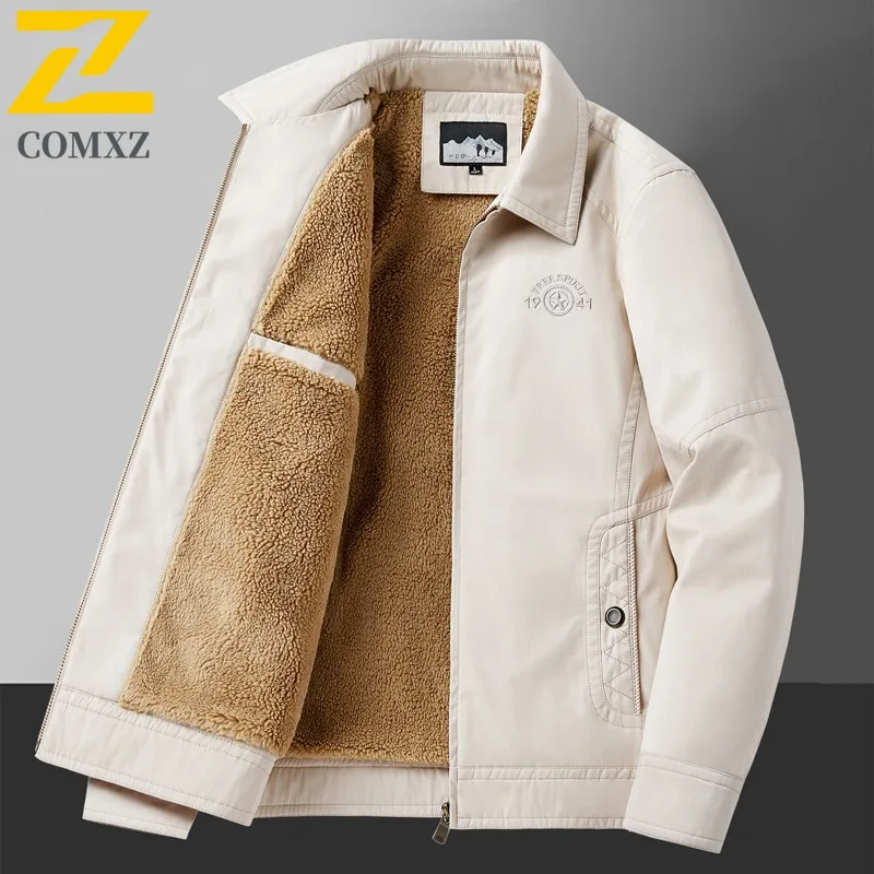 COMXZ Cappotto imbottito da uomo foderato in pile colletto alla coreana ispessito cappotto in cotone da trekking nuova giacca invernale casual calda vestibilità ampia retrò 2025