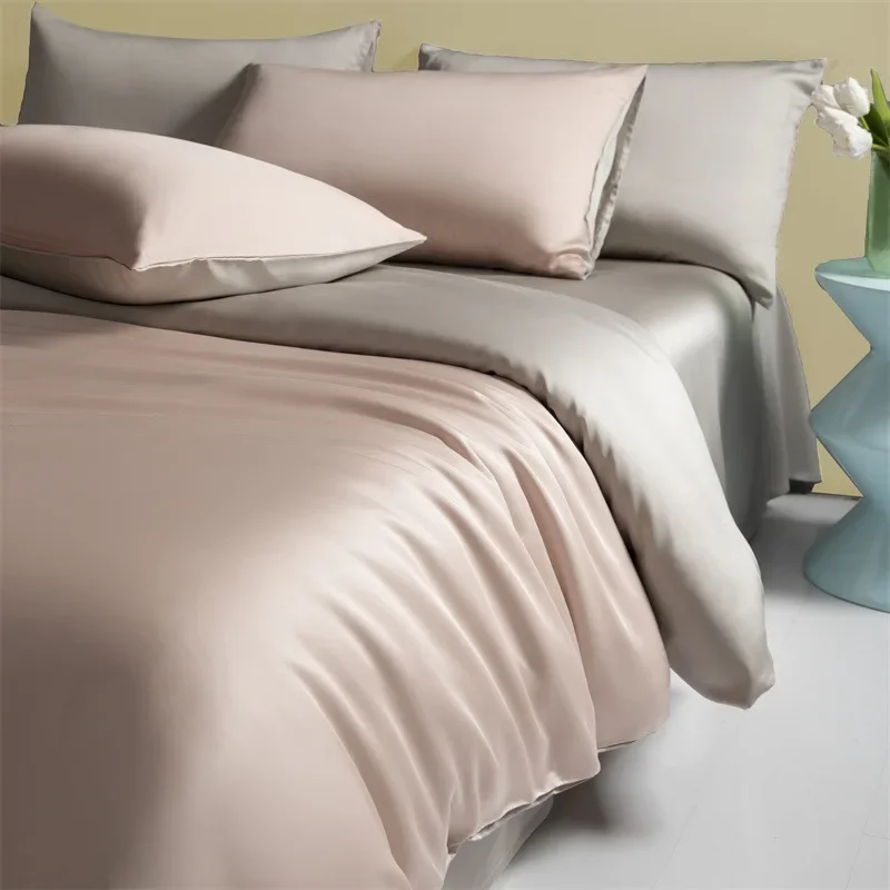 Class A 100 Lenzing Tencel four-piece set of ice silk sheets, summer cool quilt cover, silk smooth sleeping naked bedding