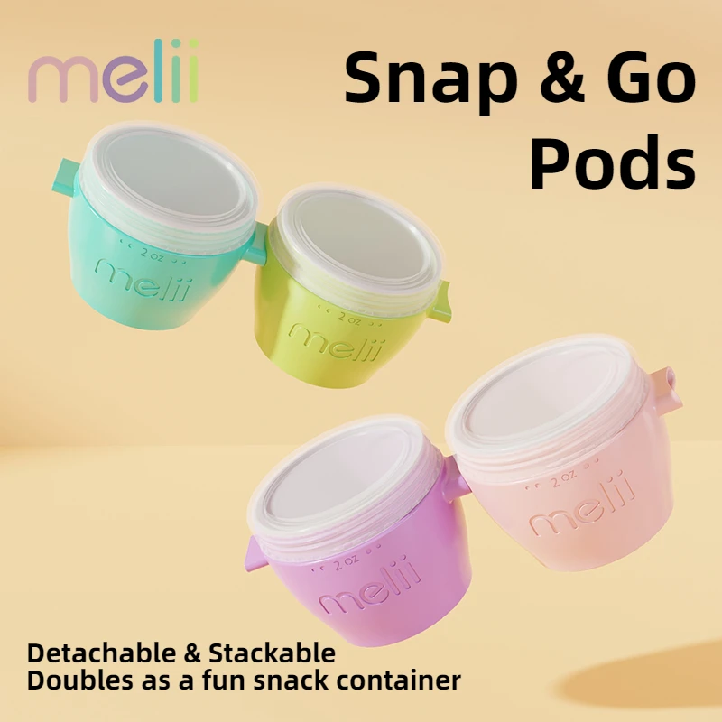 melii Snack and Go Pods Portable sealed baby food container Detachable Stackable Snacks Milk Powder Box Baby Lunch Box Snack Cup