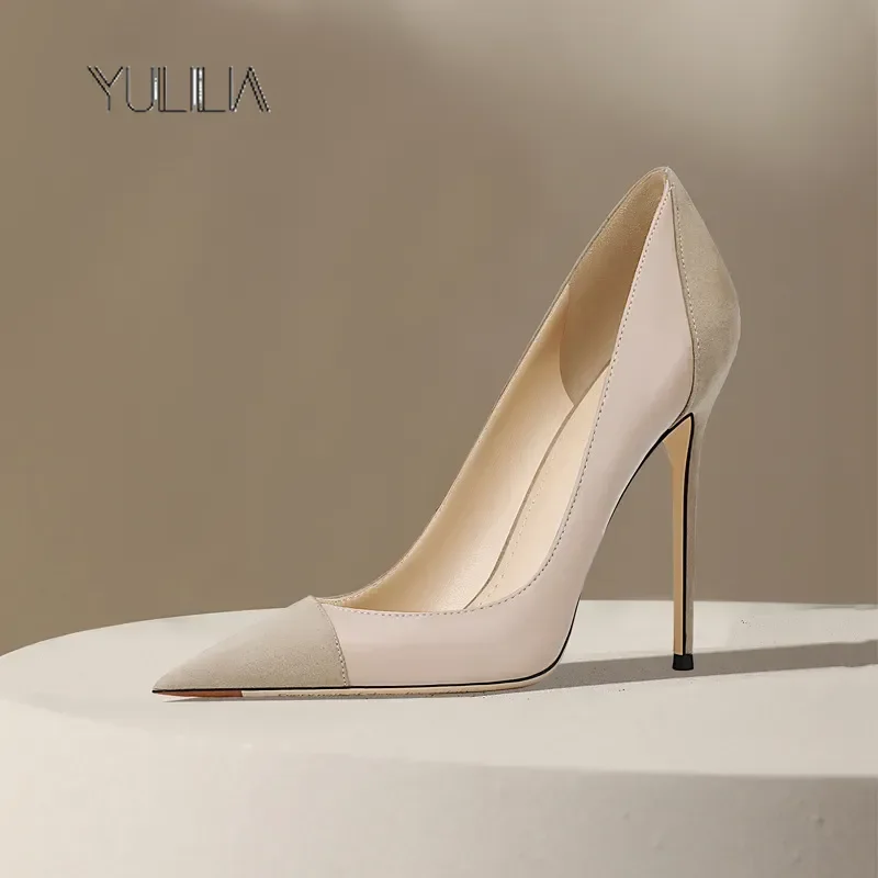 

YULILIA Sexy Fashion Nightclub Party Wedding Office Queen Woman Nude High Heels French Pointed Stiletto 12cm Single Shoes