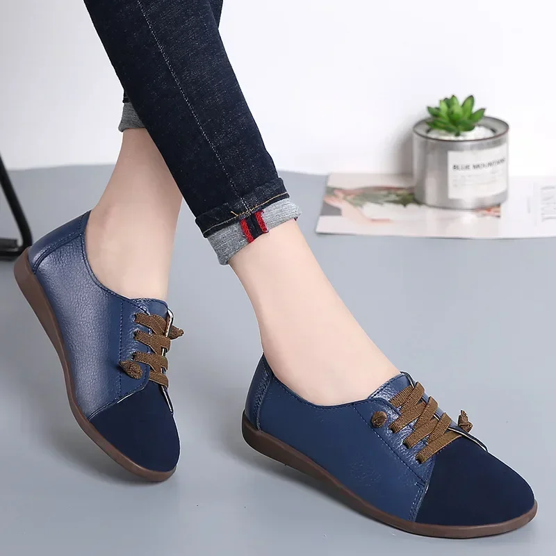 Genuine Leather Women Shoes Woman Spring Ladies Shoes Slip On Ballet Flats Sneakers Women Oxford Shoes Plus Size zapatos mujer