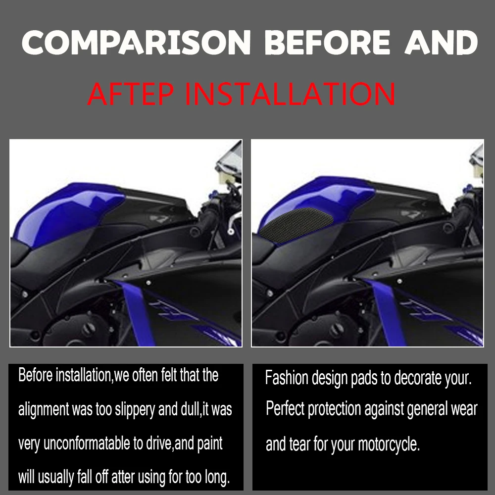 3D Motorcycle Anti-slip Tank Pads Sticker Side Gas Knee Grip Traction Pads For Yamaha YZF-R1 YZF YZF1000 R1 2009-2014