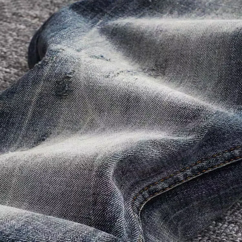 Fashion Designer Men Jeans Trendy Trousers High Quality Retro Blue Elastic Slim Fit Vintage Jeans Men Casual Denim Pants Hombre