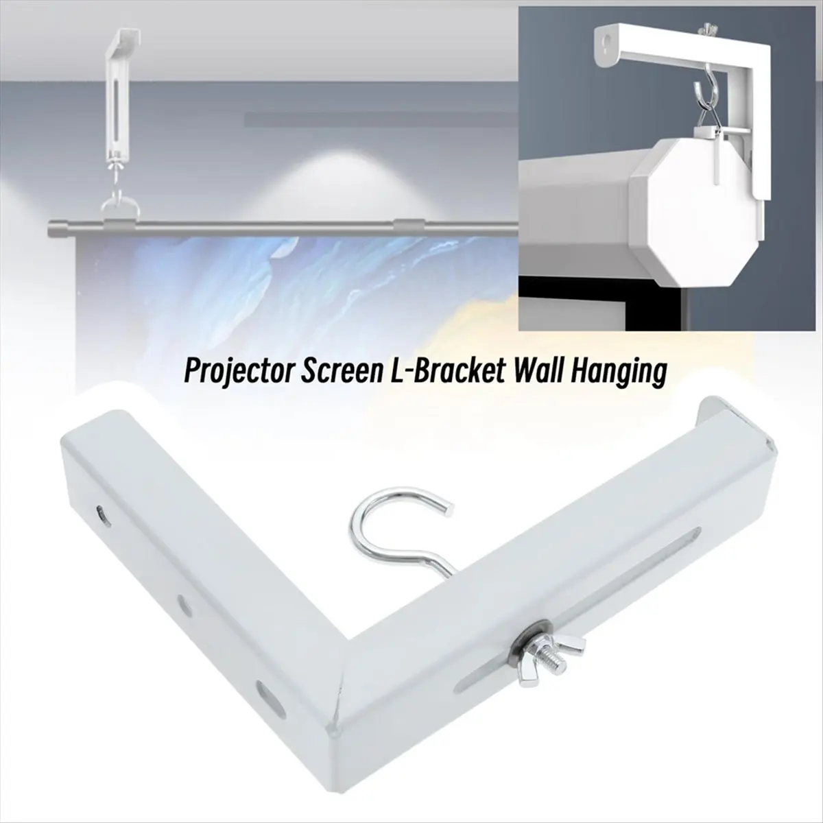 & AT27  2Pcs Projector Curtain Hanger Projector Screen L-Bracket Mounting Hanger Holder Adjustable Extension Mount Stand