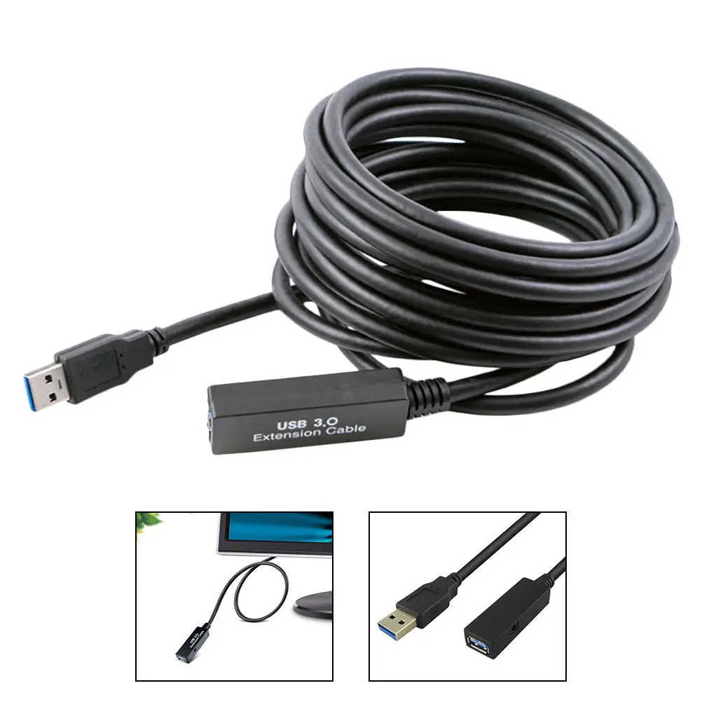 

Удлинительный кабель USB 3.0, 5 м, с улучшенным релейным усилителем сигнала, стабильная передача данных, длинный домашний USB-кабель для компьютерной мыши