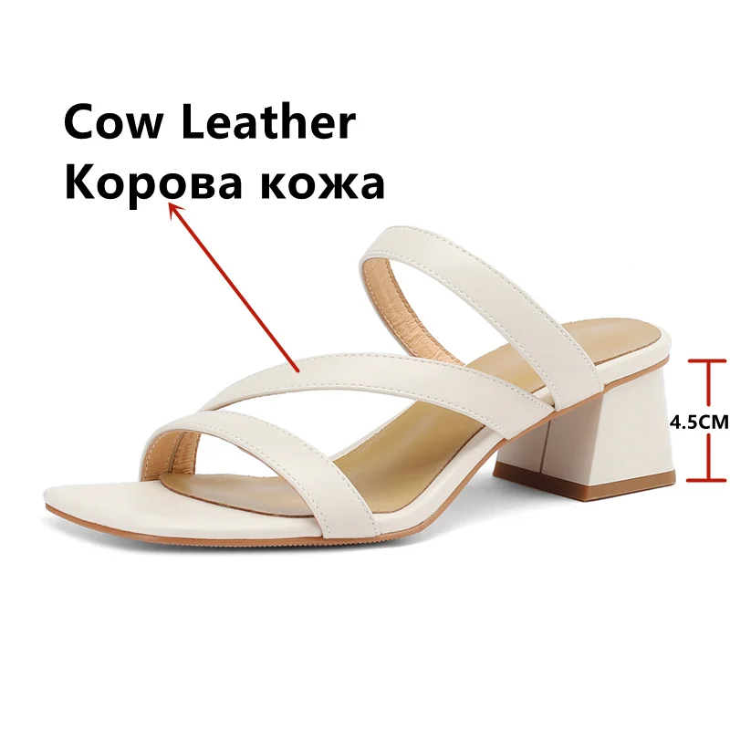 FEDONAS Thick Heels Women Sandals Genuine Leather Concise Comfortable Casual Working Office Ladies Slippers Summer Shoes Woman