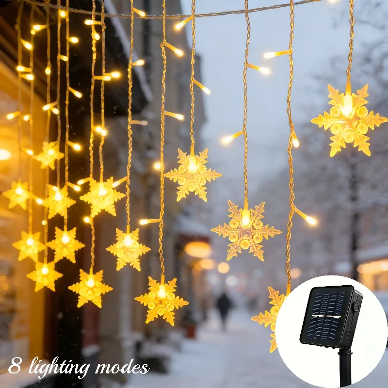 96LED Solar Snowflake Light,outdoor Christmas Decoration Light,courtyard Party Holiday Celebration Decoration Hanging Light