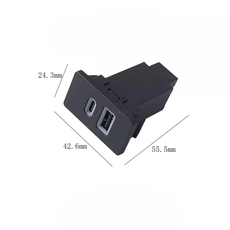 1PC Dual Port Charge USB QC3.0 Type-C PD Interface Socket Phone Charging Car Charger For Toyota Corolla LC80 Auto Parts
