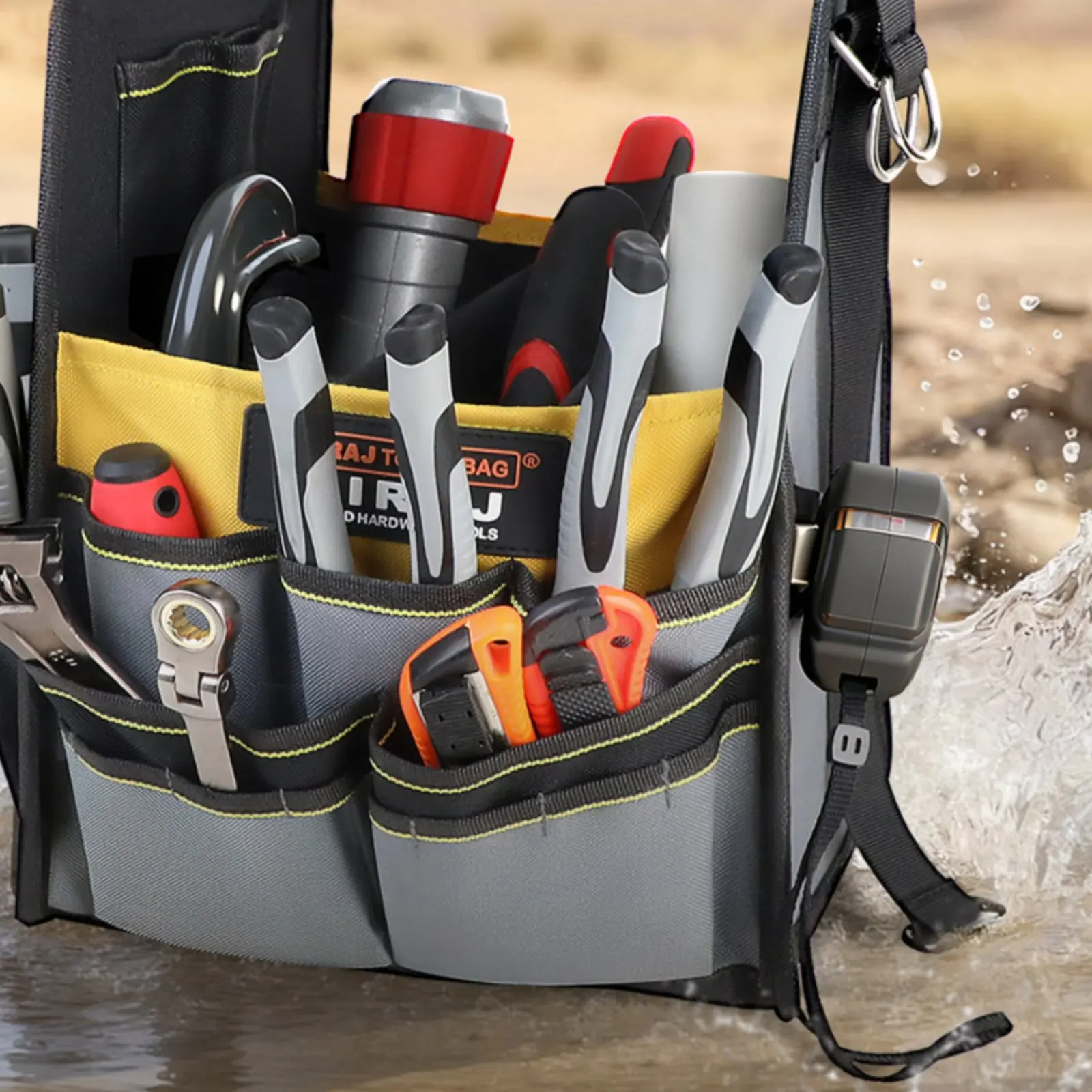 

Electrician Tool Bag Wear-Resistant Multi-Pocket Tool Pouch Portable Padded Handle for Electricians, Job Site, Workshop