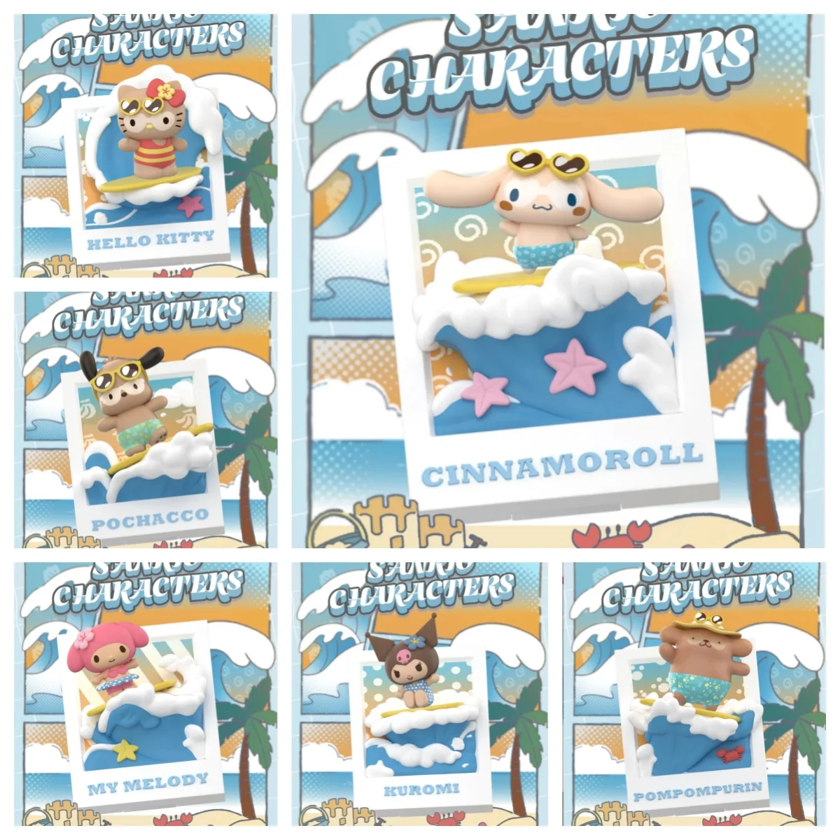 

Оригинальная серия для летнего серфинга, слепая коробка, орнамент, аниме-сюрприз, Kuromi Hello Kitty, коллекция аниме-фигурок, игрушка