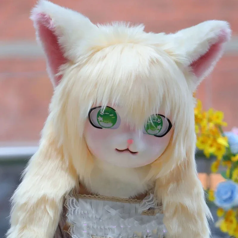 RT01 Kigurumi Fursuit auriculares disfraz de Cosplay peludo máscara de cabeza de Kig patas Comiket Furries conejo muñeca gato bestia disfraz An * JK2