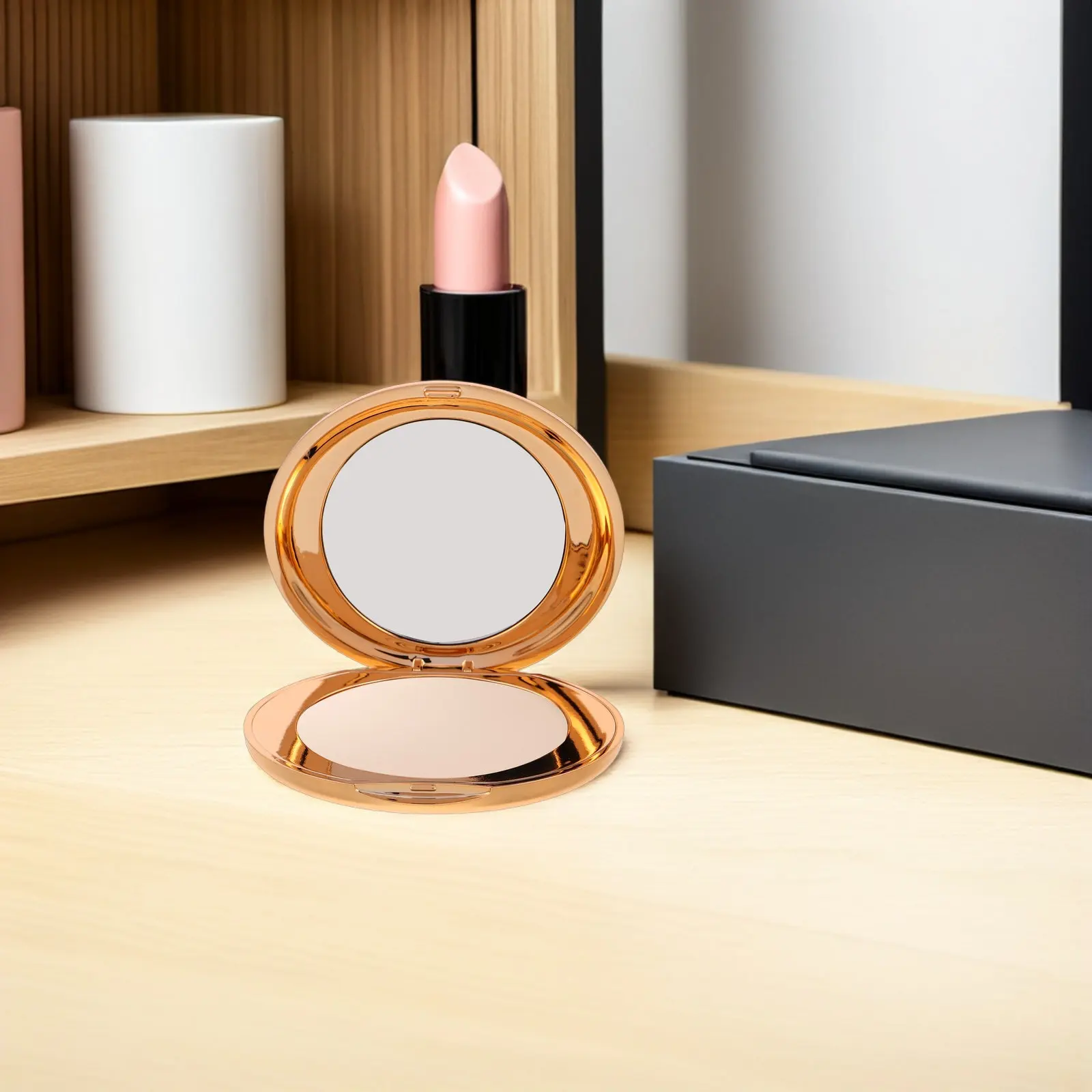 4Pcs Makeup Storage Case Compact Round Flip Lid Mirror Portable Empty Palette Travel Powder Container DIY Eyeshadow Blush