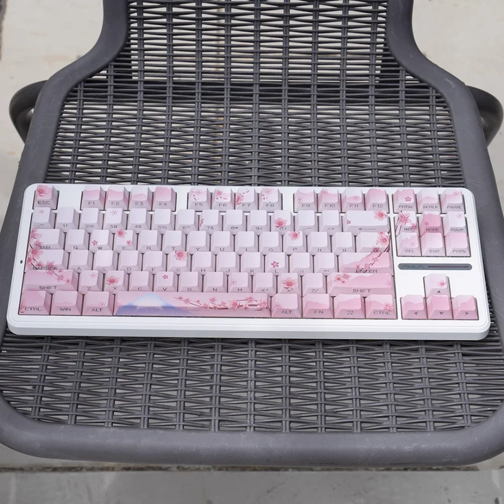 Klawisz Pink Cherry Blossom z bocznym grawerowaniem, półprzezroczysty PBT, 127 klawiszy, kompatybilny z klawiaturami mechanicznymi MX 61 75 86 104 108 — zdjęcie produktu 5