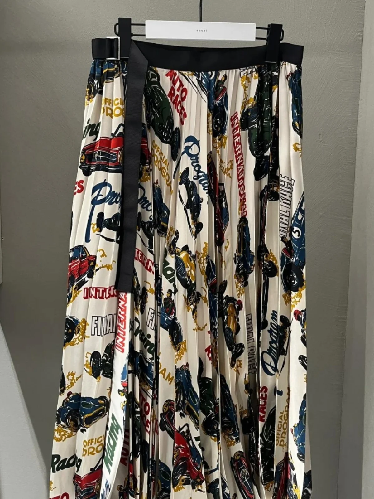 

Юбка с высокой талией и принтом, женская юбка с дизайном fiti, весна-лето, новинка Sle FOG SACAI, плиссированная юбка средней длины для поездок на работу