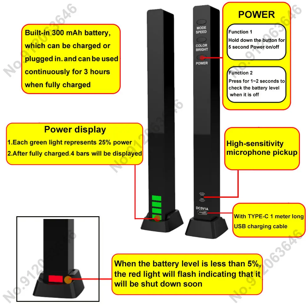 RGB Pickup Light Voice-Activated Music Rhythm Light Wireless Controlled With Memory Function For Computer Car Atmosphere Light