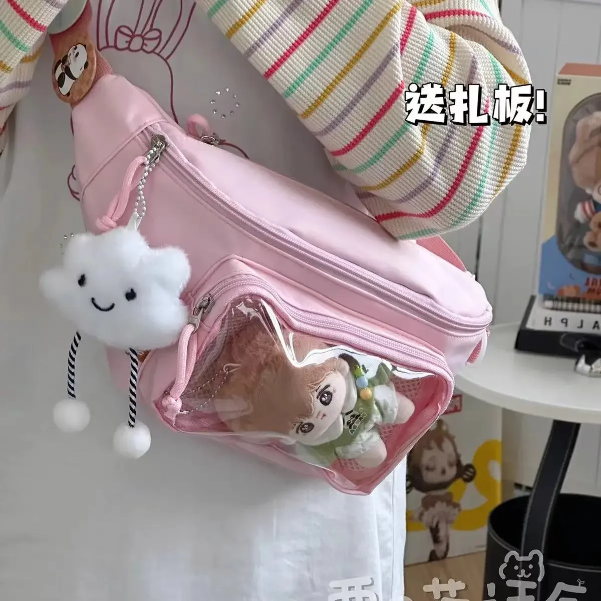 Borsa a tracolla carina Lolita da donna Kawaii Japanese Y2K Chest Bag ragazze trasparente Itabag borse e borsette vita Ita Bag