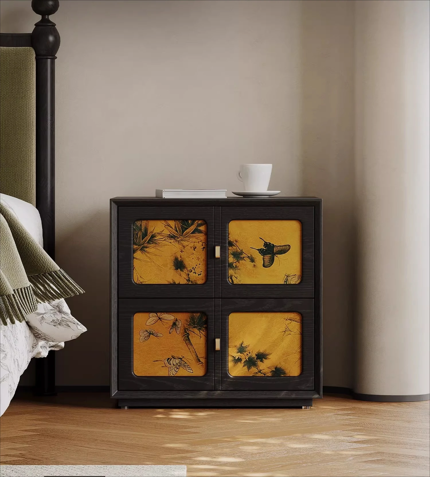 

Medieval style fragrant cloud yarn bucket cabinet combination card door cabinet storage locker bedroom