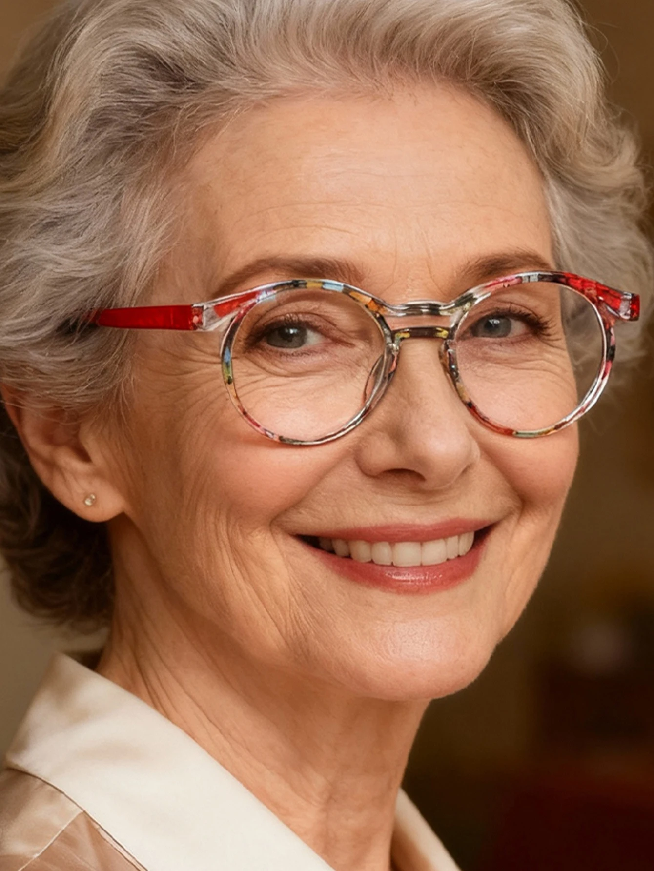 Fashionable Colorful Floral Double-Layered Round Small-Frame Reading Glasses, Ultra-Light Material, Comfortable and Portable, Suitable for Men and Women for Daily Reading, Newspaper Reading, and Tv/Mobile Phone Use, High-Definition Lenses, Presbyopic Glasses