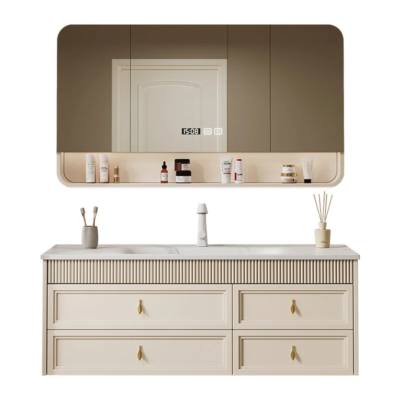 

combination cream wind wash table rock slab hot bending integrated basin master bedroom bathroom American hand washing