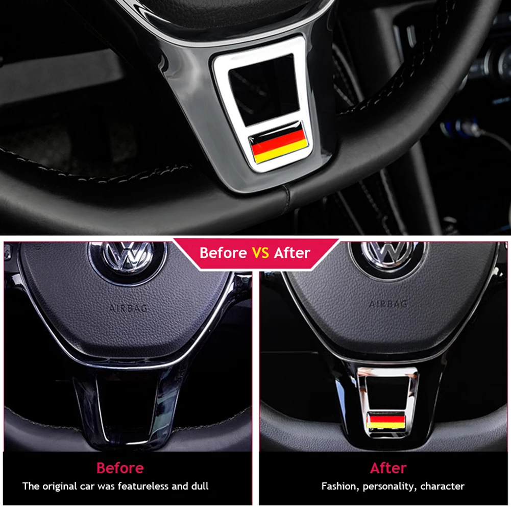 Car Styling Steering Wheel Covers Stickers Accessories For Volkswagen GOLF 7 GTi MK7 POLO 2014 2015 Passat B7 2015 B8 MK6 Jetta