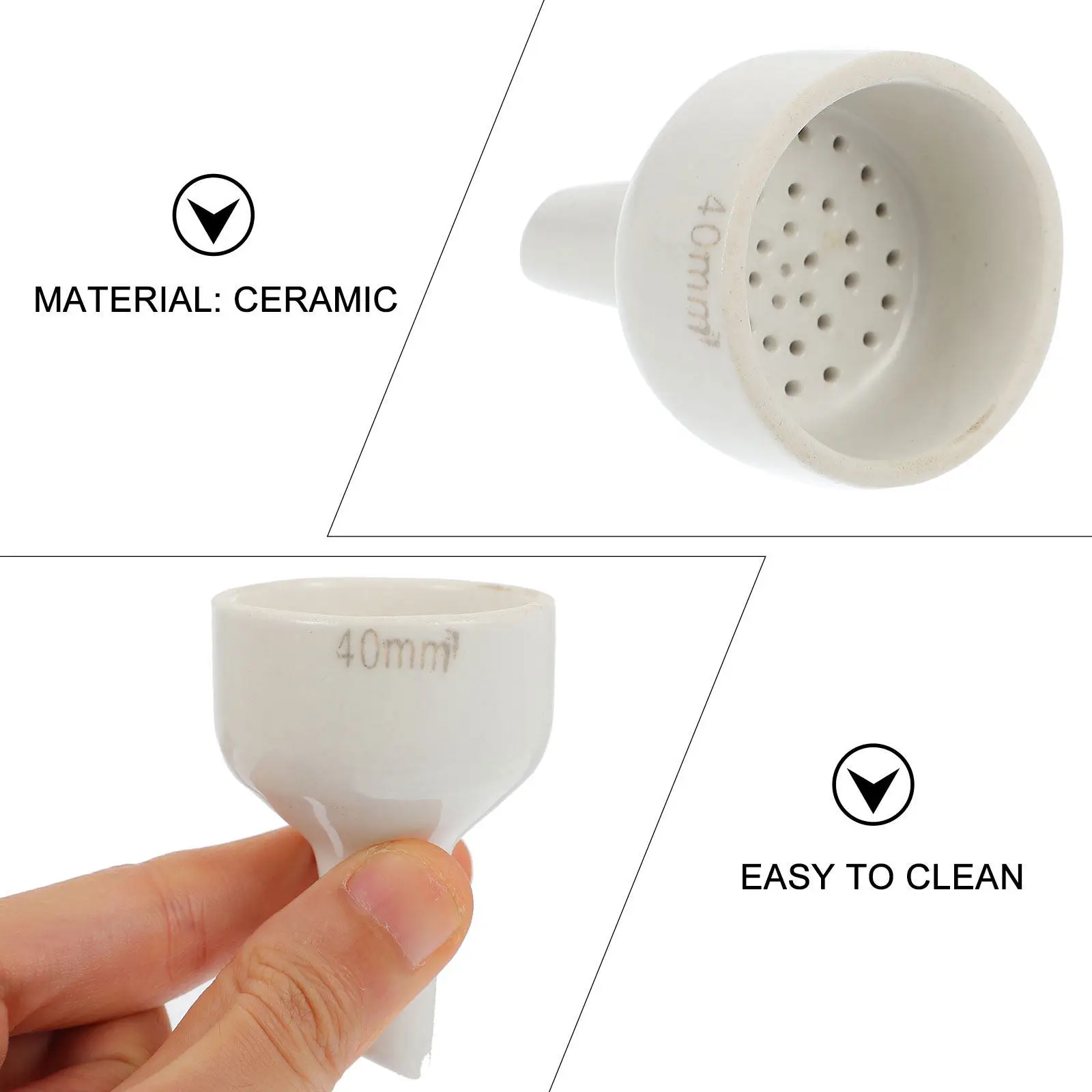 2Pcs Premium Ceramic Filtering Funnel Round Edge Smooth Surface Reusable Eco Friendly Buchner Funnel for Science