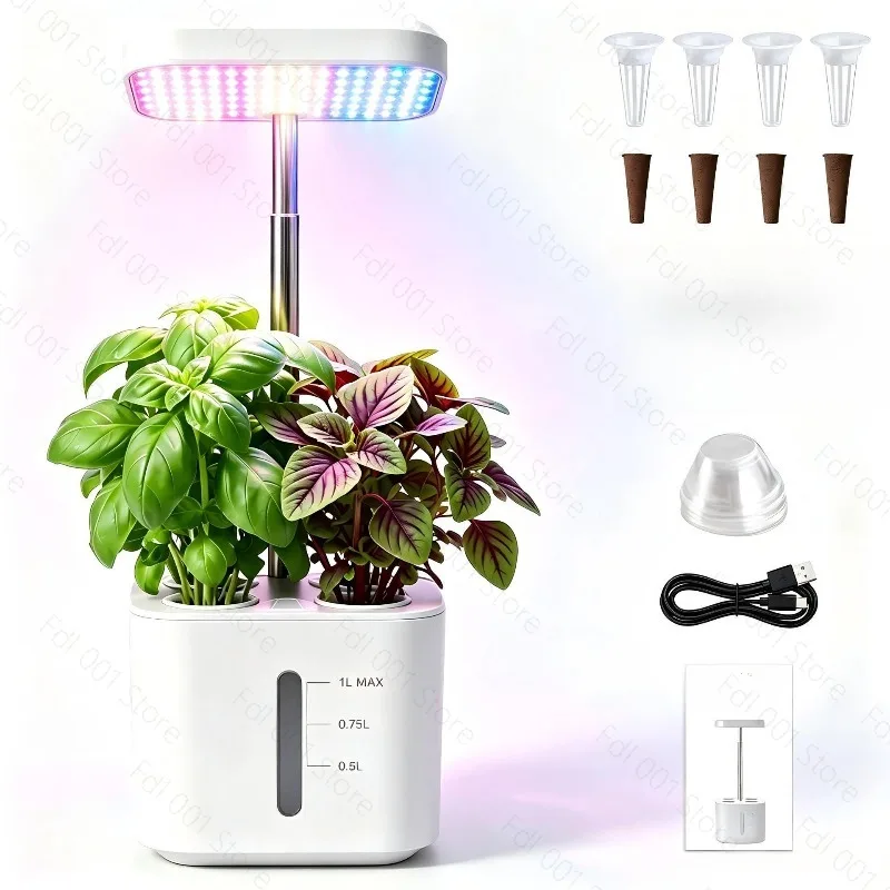 4 Holes Smart Indoor Hydroponic Growing System Soilless Vegetable Planter with Grow Light