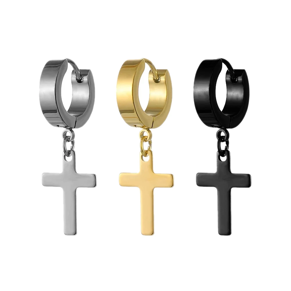 Boucles d'Oreilles Coréennes en Métal pour Homme, Pendentif en Acier Inoxydable, Piercing, Style Punk Hip-Hop, Bijoux de ix, 1 Paire