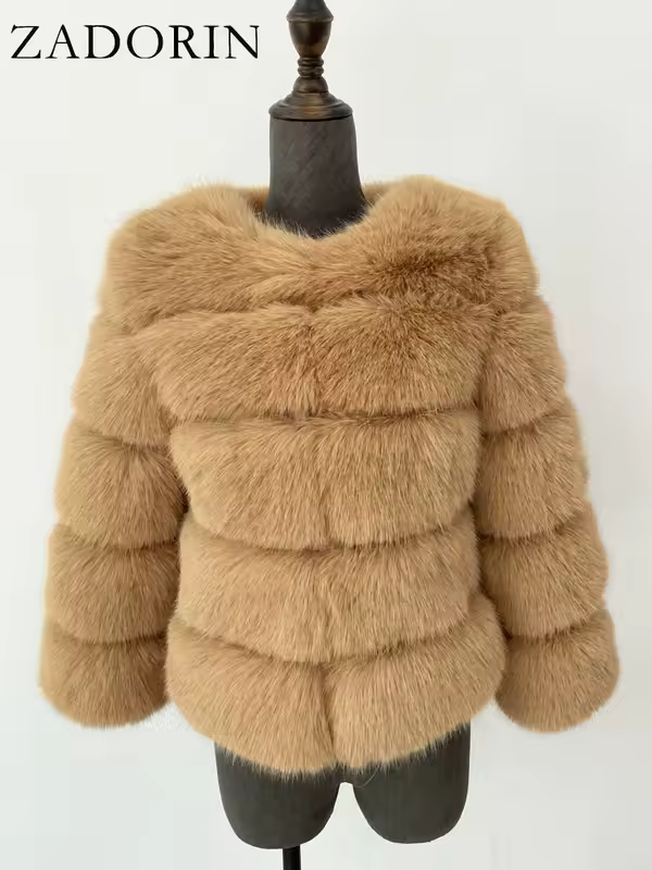 ZADORIN S-6XL Mink Coat Winter Black White Faux Fur Coat Woman Elegant Fluffy Faux Fur Jacket Top Short Fur Coats Woman Clothing - Image 24
