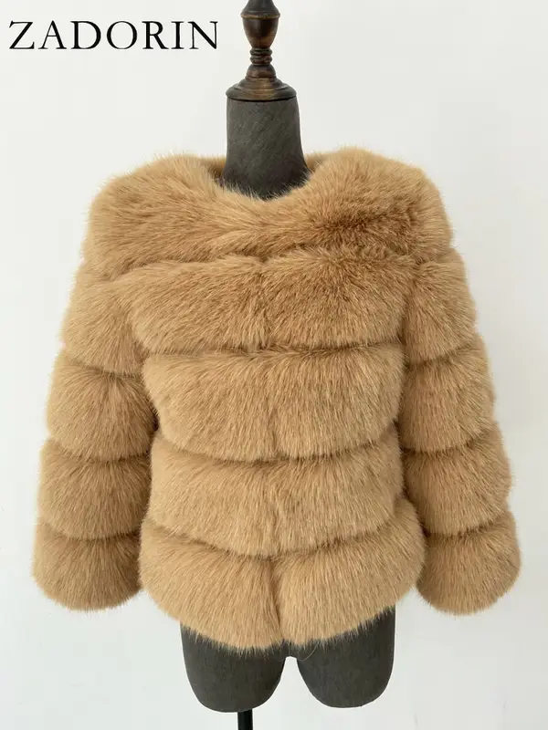 ZADORIN S-6XL Mink Coat Winter Black White Faux Fur Coat Woman Elegant Fluffy Faux Fur Jacket Top Short Fur Coats Woman Clothing - Image 24