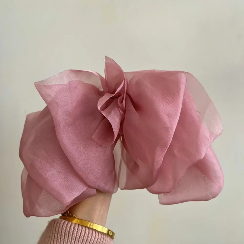 Bear Leader ชีฟองเด็กโบว์ใหญ่เจ้าหญิงกิ๊บตกแต่งหวานสีทึบสาวอุปกรณ์เสริมทุกวันเด็ก Headwear