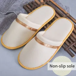 Disposable Men Slippers Winter Warm Cotton Slippers For Men Home Wear-Resistant Stripe Non-slip  Hotel Travel Couple Women Shoes