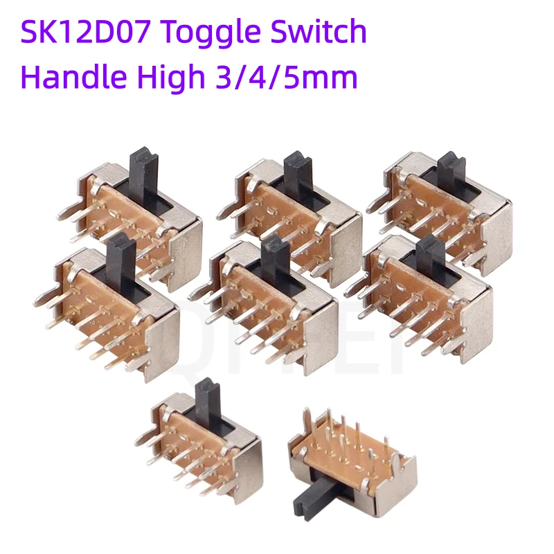 

50pcs SK23D07 Toggle Switch 2P3T 8Pin SK23D07VG3 4 5MM Miniature Side Slide Switch Power switch Handle high 3/4/5mm SK-23D07