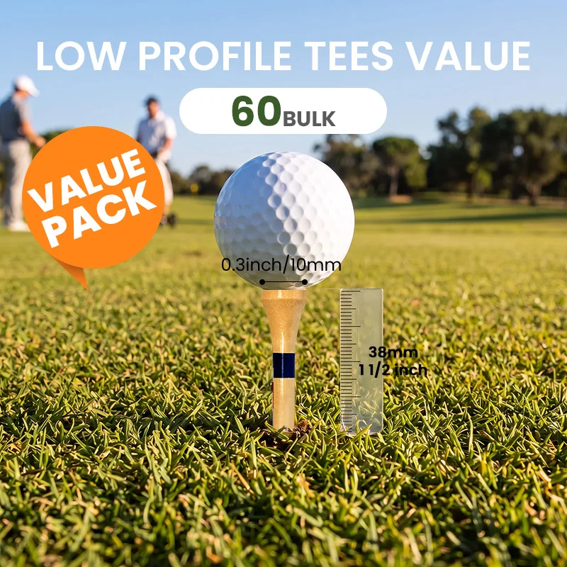 Houten golftees, 30/60 stuks, 1 1/2 inch korte tees voor par 3's, duurzaam golfaccessoire voor alle niveaus