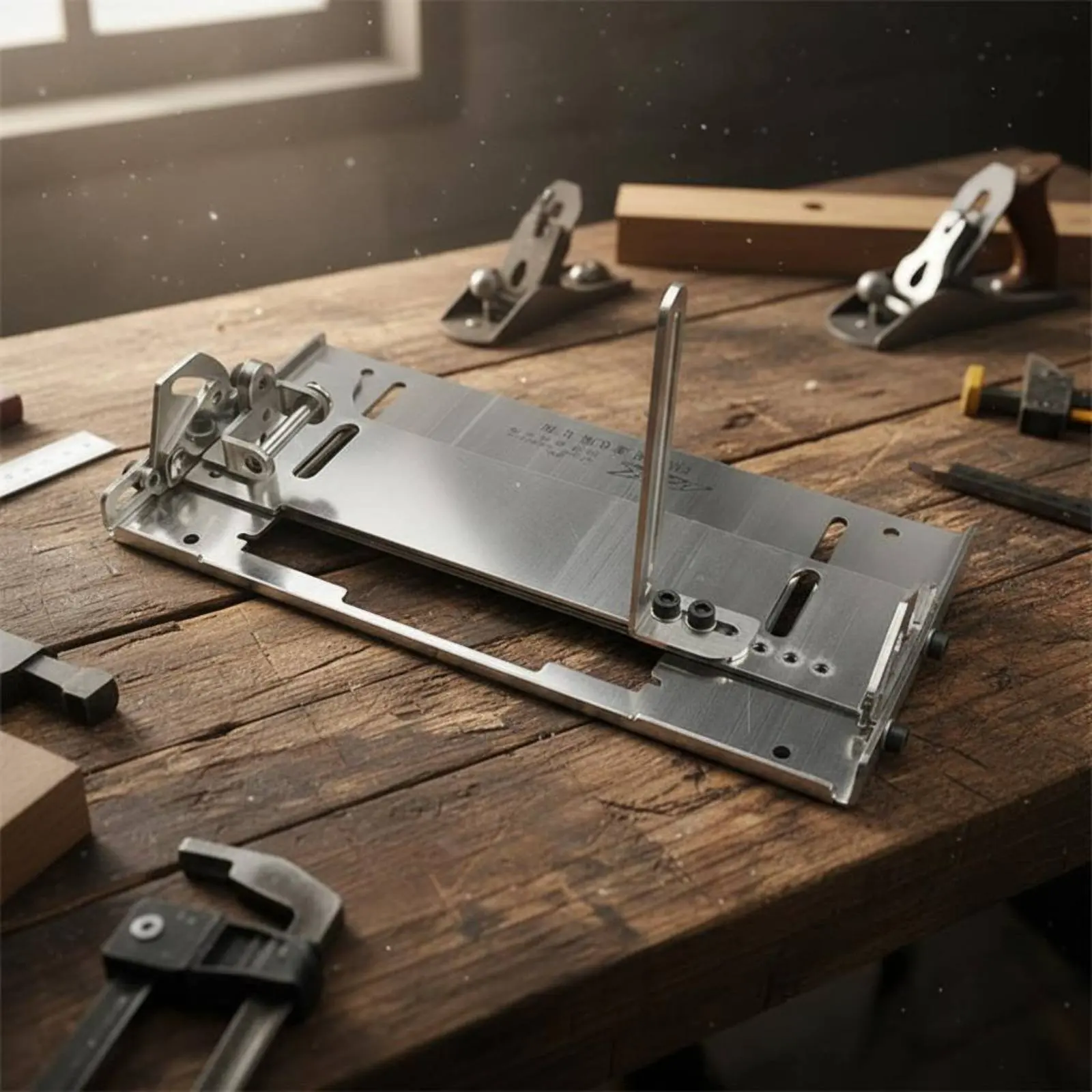 

Stainless Steel Saw Base Plate Thickened 110 Saw Base Plate Power Tool Accessory with Ruler Scale Opposite Mount Holes