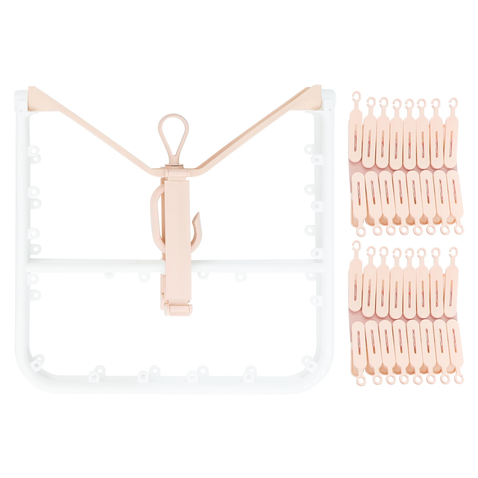 

PP Material Clothes Socks Drying Rack 32 Clips Hanger Sturdy Balcony Laundry Room Large Capacity Storage