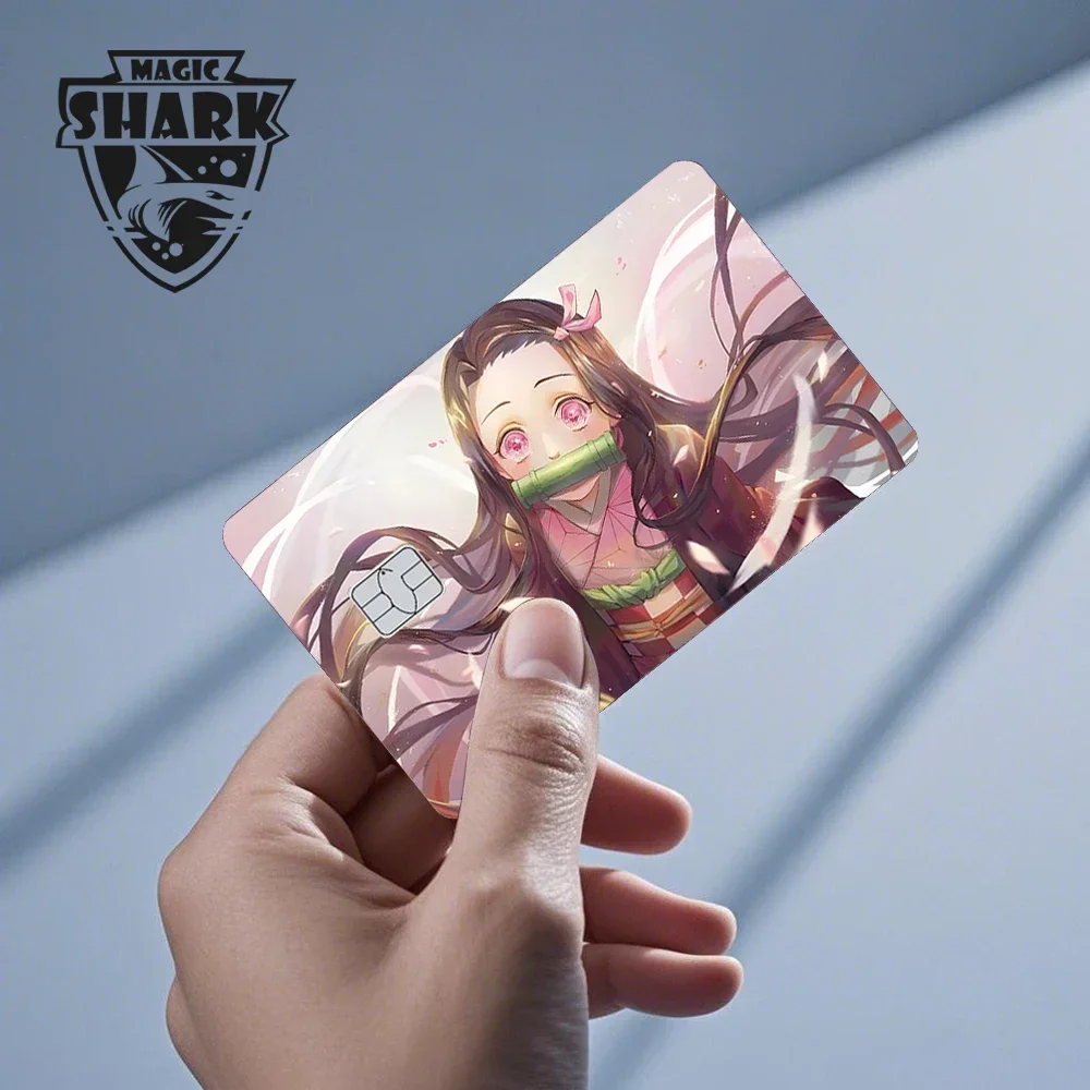 Alta qualidade anime nezuko demon slayer 3m fosco pvc adesivo filme capa de pele para cartão de crédito de débito metro