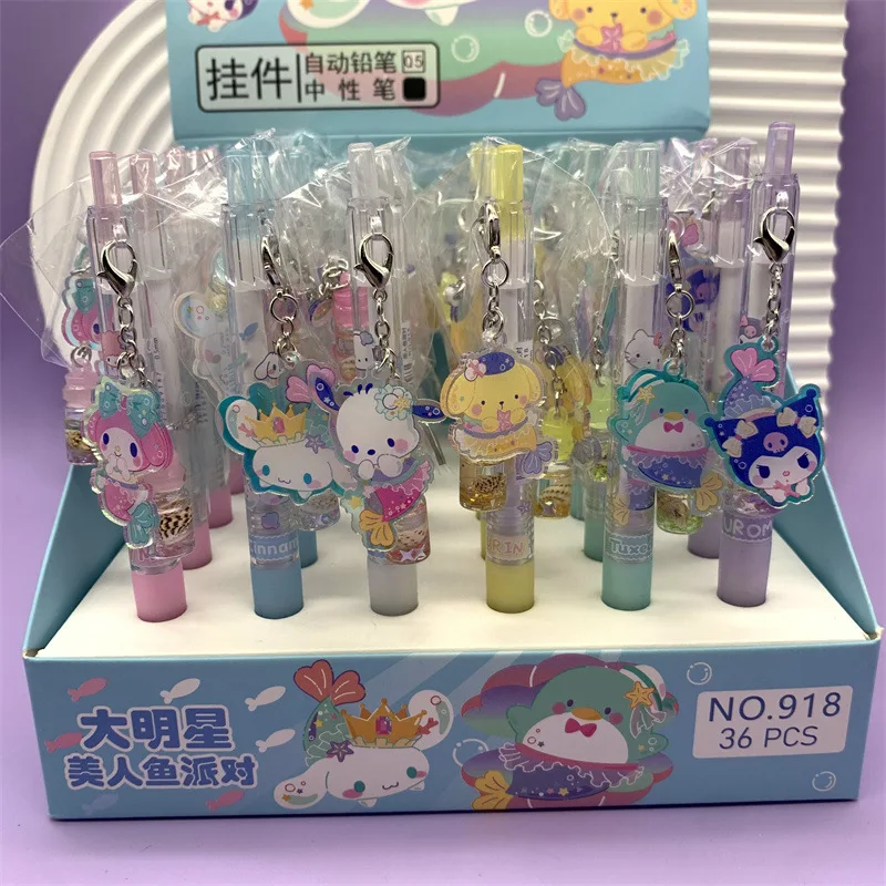 Imagem -03 - Sanrio Kuromi Kawaii Gel Pen Pingentes Canetas Material Escolar Estudante Bonito Escrever Boxed Papelaria Novo Atacado 18 Pcs 36 Pcs