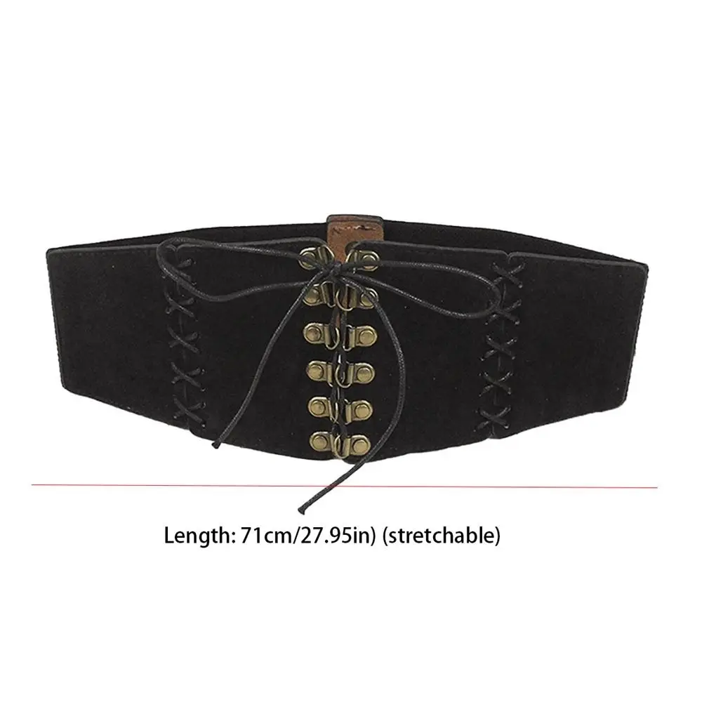 Punk Adjustable Elastic Cummerbunds PU Leather Solid Color Suede Wide Belt Elastic Waistband Waist Corset Girl