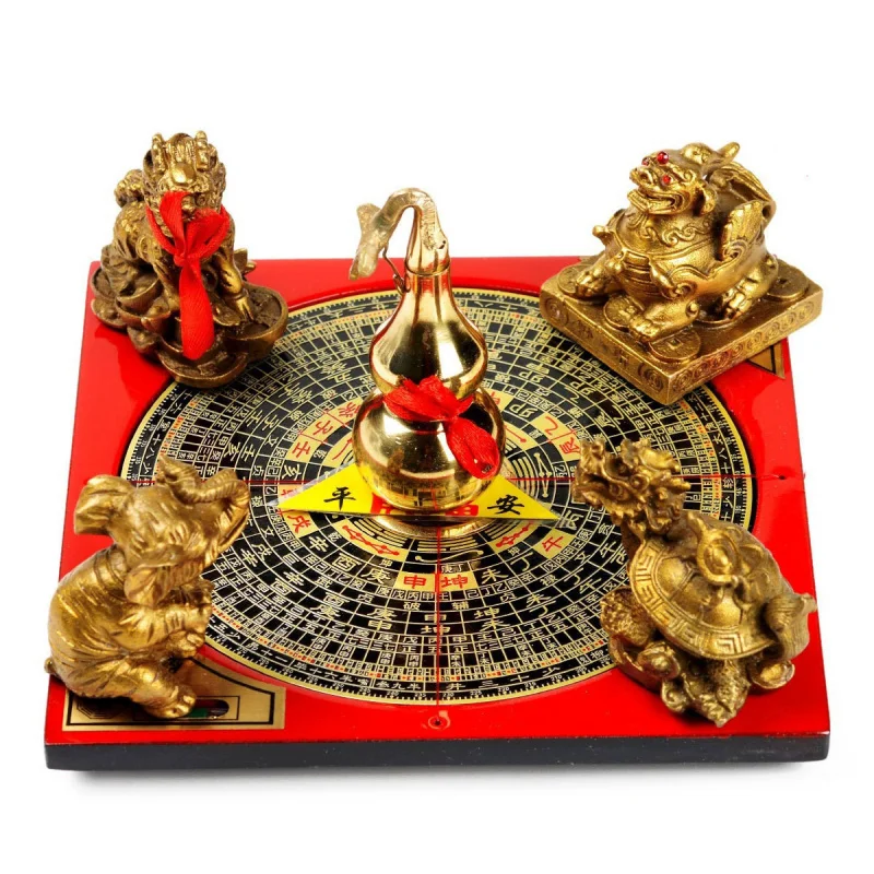 Pure Copper Cornucopia Gourd Dragon Turtle Elephant Golden Toad KIRIN Compass Five Treasure Array Living R