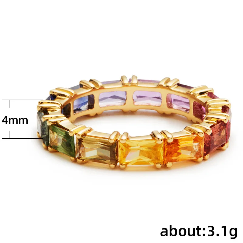 Huitan 5 Colors Shiny Cubic Zircon Women Rings Gold Color Female Daily Wear Stylish Colorful Rings Anniversary Gift Jewelry image 4