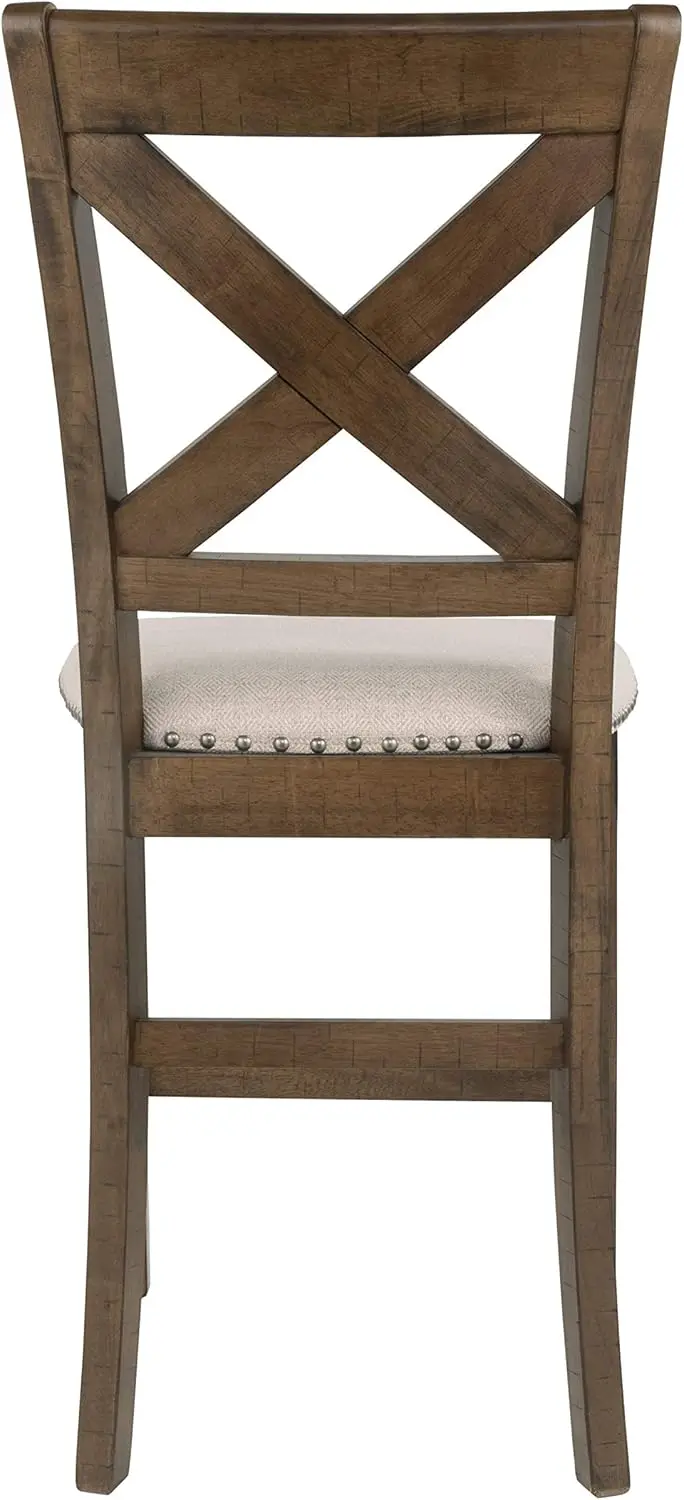 Moriville-Estofados rústico Farmhouse Barstool, Bege e Brown Farmhouse, 24,5 polegadas, 2 Contagem