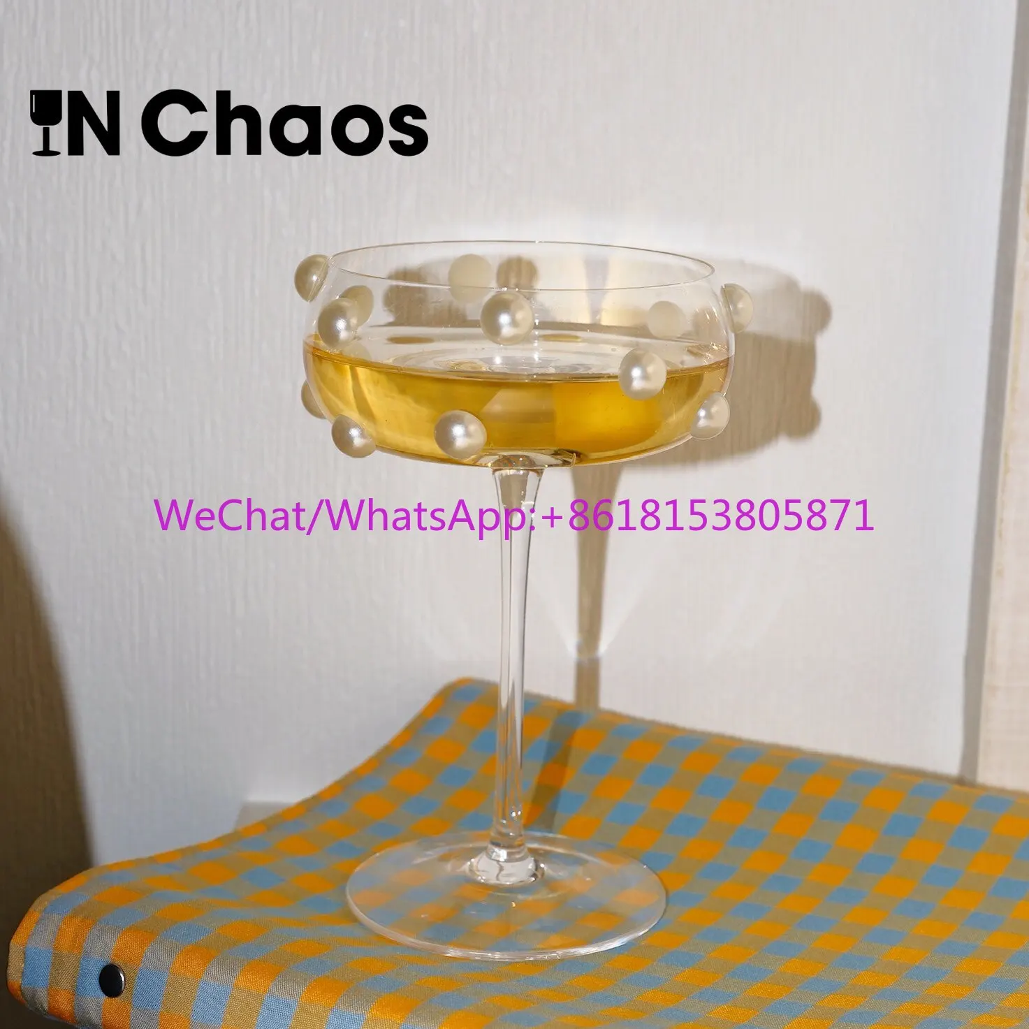 Luxury original handmade pearl patch tall glass fruit