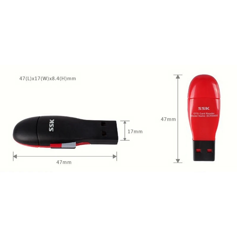 SSK SCRS600 Card Reader Plug And Play Dedicated OTG 180Mbps USB2.0 Micro-SD TF Dual Purpose Card Reader For Android
