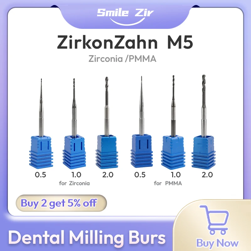 Zirkonzahn M5 Dental Milling Burs Shank D3 Diamond DC/NC Coating for Zirconia PMMA CAD CAM System Dental Lab Grinding Drills