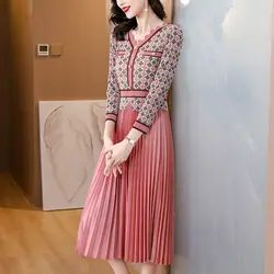 Miyake Pleated Dress New Style Checkered Splicing Fashionable High-end Slimming and Stylish Plus Size Skirt