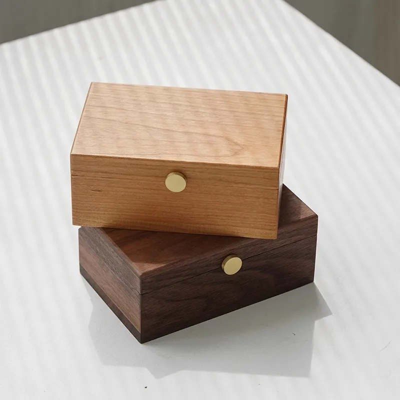 

Мини-деревянная шкатулка с крышкой, шкатулка для драгоценностей из черного ореха, многофункциональная коробка для хранения, офисный настольный органайзер для карт
