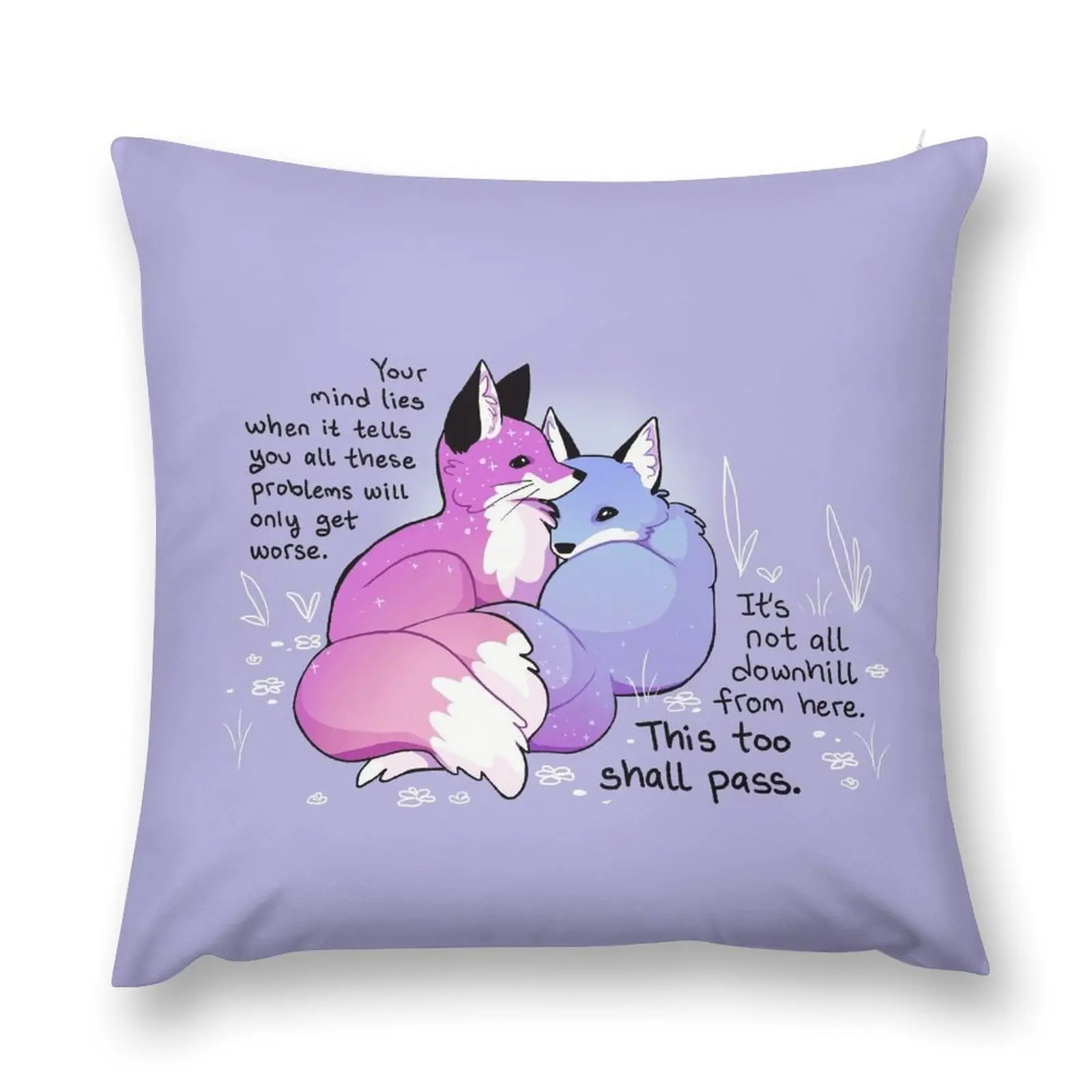 It's Not All Downhill From Here Cuddly Kitsune Foxes Throw Pillow Sofa Cushions Covers Cushions Home Decor Pillow Decor pillow