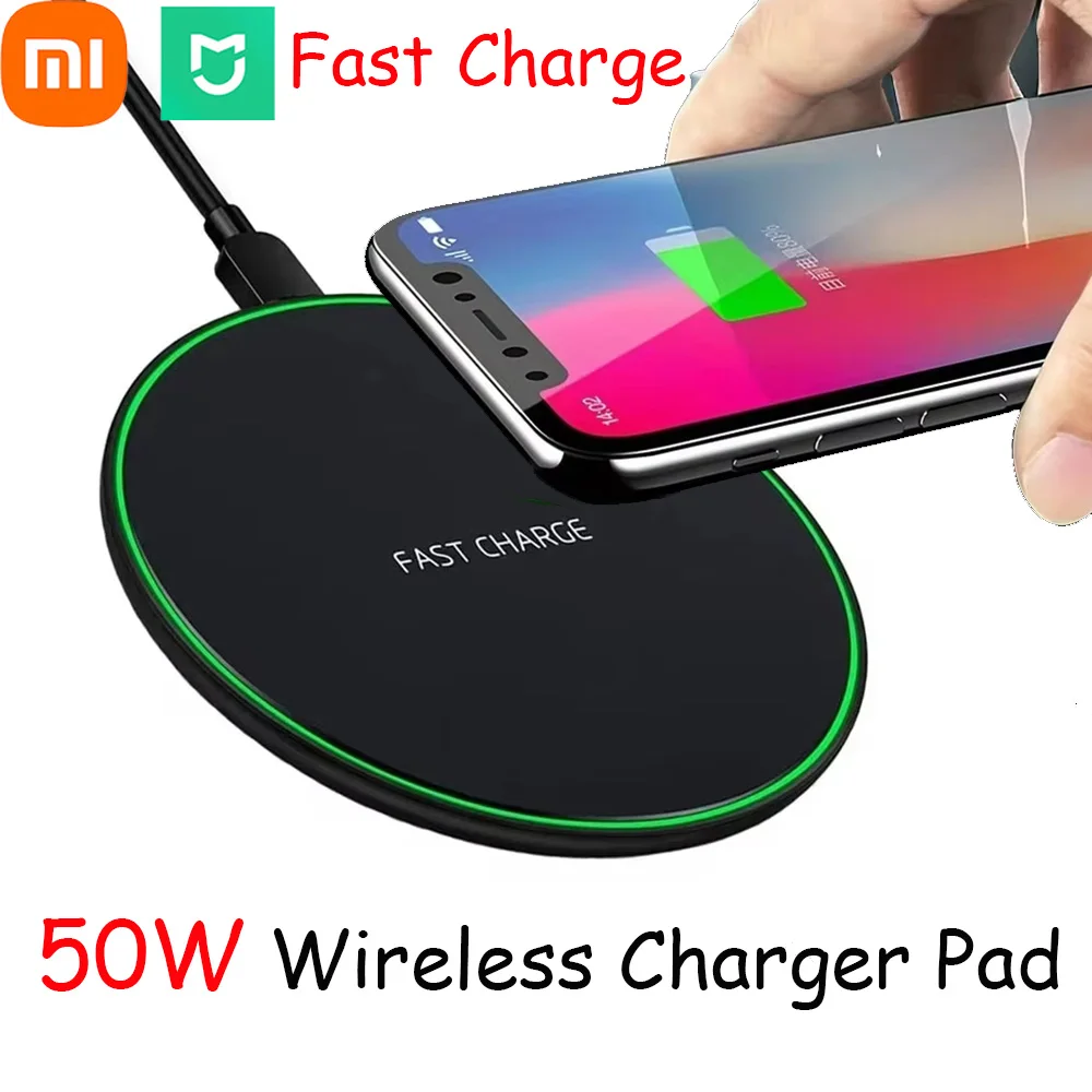 Xiaomi 50W Wireless Charger Pad For iPhone 14 13 15 16 11Pro XS Max Induction Fast Wireless Charging Station For Huawei Samsung